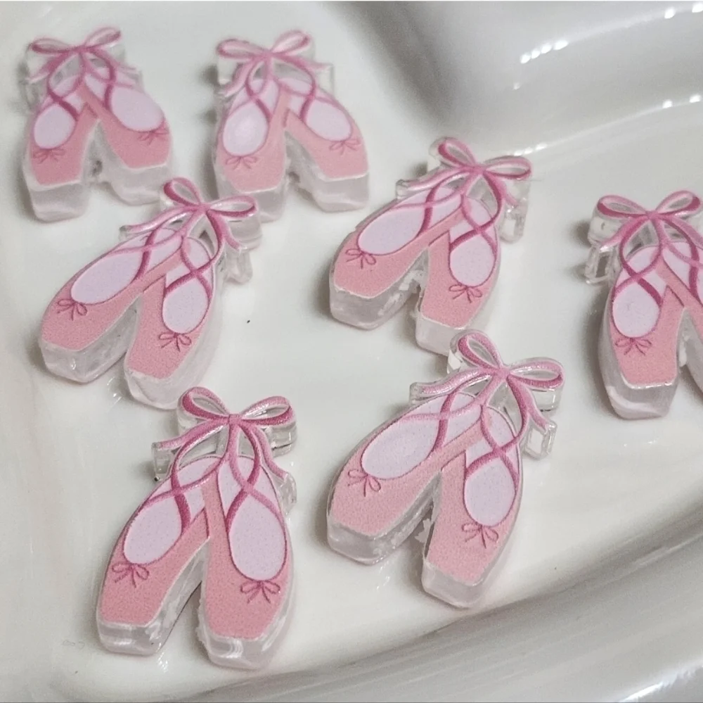 Ballerina Slippers Focal Beads 2 Pc Acrylic Beaded Pen‎ Pink Keychain Crafts